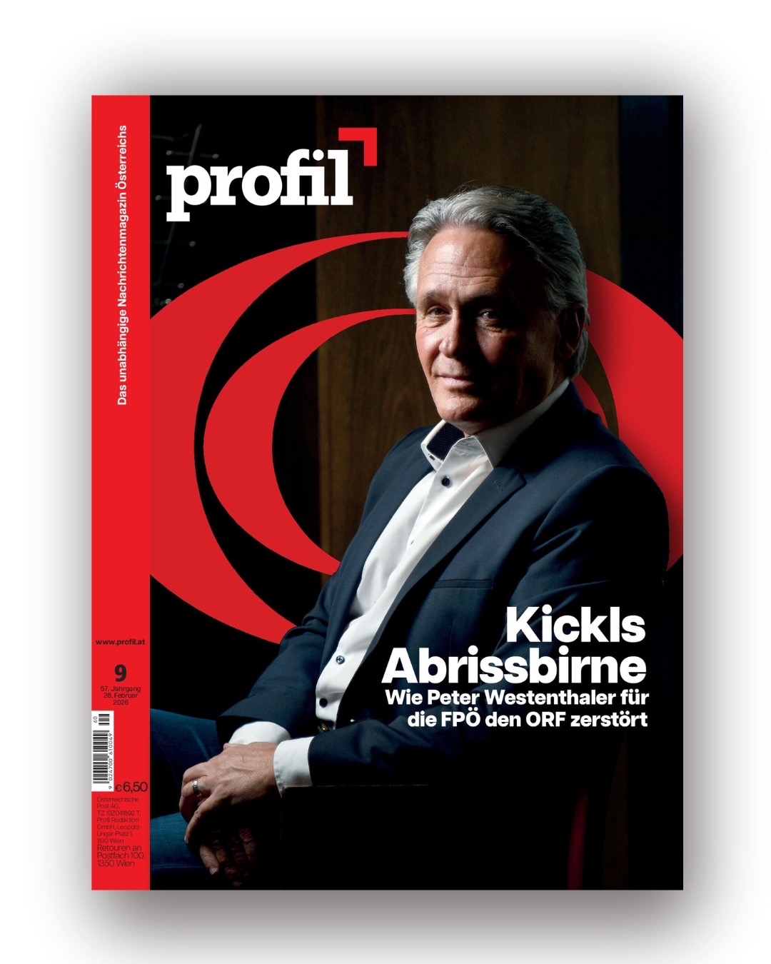 Cover des Magazins Profil mit dem Bild von Peter Westenhaler